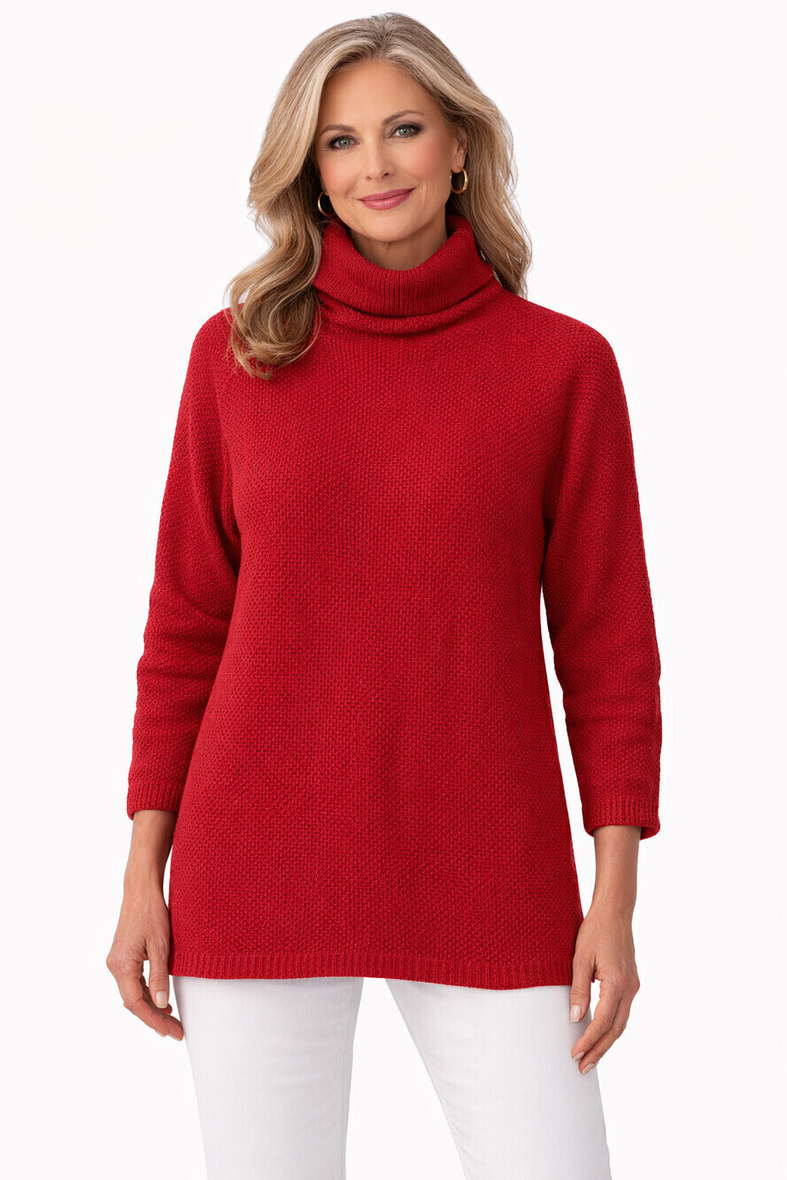 Max Mara Deep Red Cashmere Virgin Wool Mock Neck Knit Sweater XS Italy